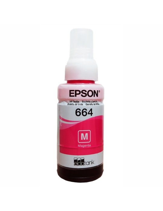 Tinta Epson 664 color Magenta Para Impresoras series L110 L120 L200 L300 L375 L380 L395 L455 L475 L555 L575 L1300