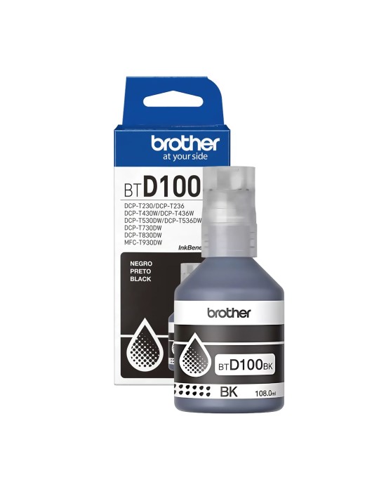Tinta Brother D100 negra Para Impresoras T230 T236 T430W T436W T530DW T536DW T730DW T830DW T930DW.