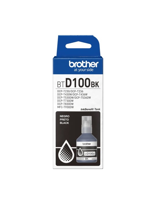 Tinta Brother D100 negra Para Impresoras T230 T236 T430W T436W T530DW T536DW T730DW T830DW T930DW.