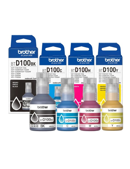 Kit tintas D100 Original Impresoras Brother T730DW T830DW T930DW