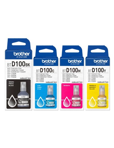 Kit tintas Brother D100 Para Impresoras T230 T236 T430W T436W T530DW T536DW T730DW T830DW T930DW x4