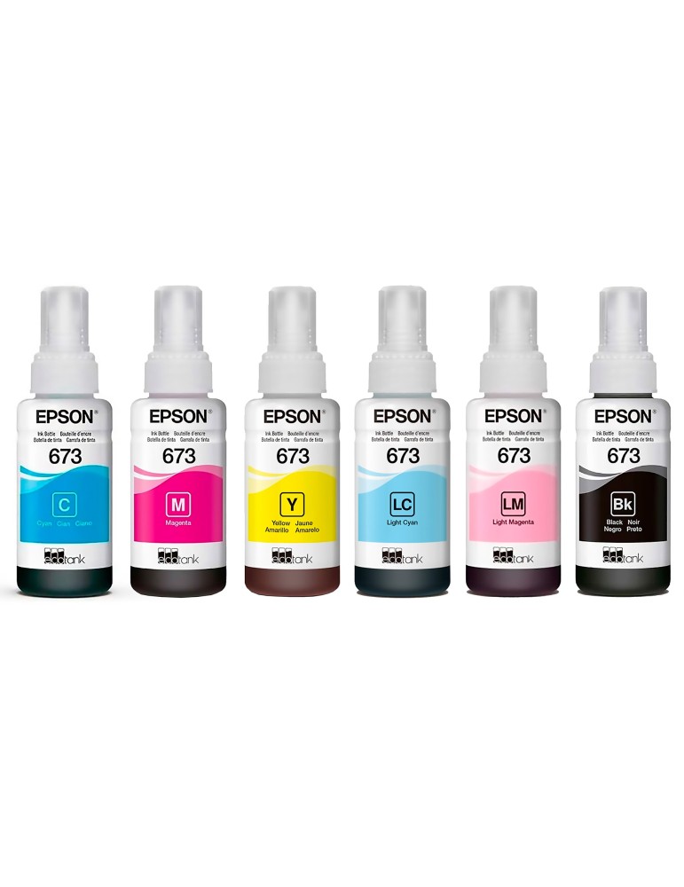 Kit de tintas Epson 673 Para Impresoras series  Ecotank L800 L805 L810 L850 L1800 x6