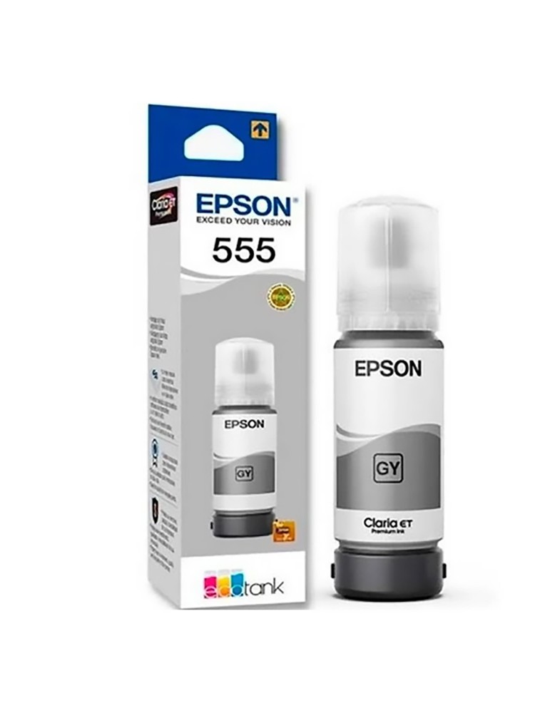 Tinta Epson 555 color Gris Para Impresoras Epson Multifuncional Ecotank L8160 L8180