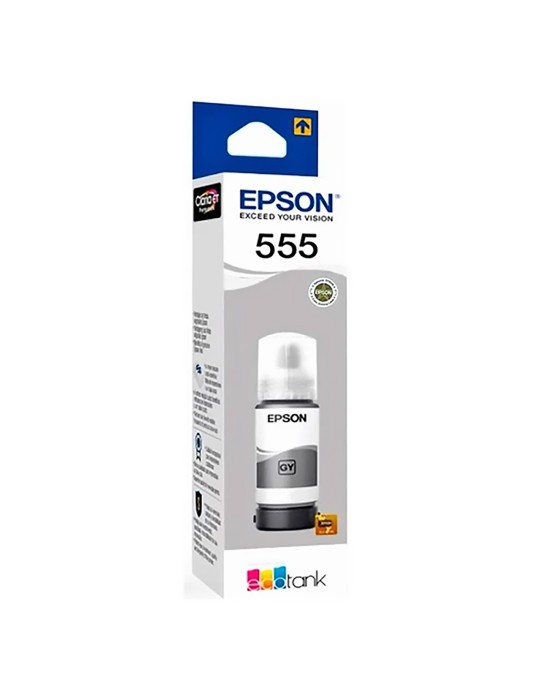 Tinta Epson 555 color Gris Para Impresoras Epson Multifuncional Ecotank L8160 L8180