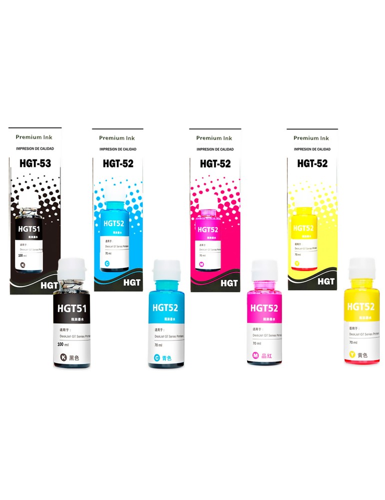 Tinta GT51 Generica Impresoras HP Smart Tank 400 500 520 530 600 700