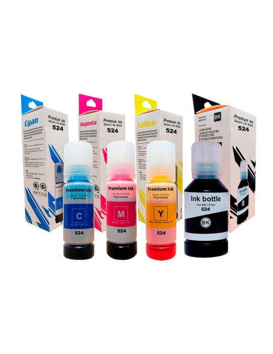 Tintas 524 Genéricas Impresoras Epson Ecotank L6490 L15150 L15160