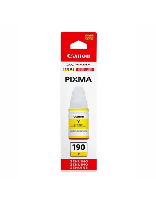 Tinta Canon GI190 Yellow Para Impresoras Canon G1110 GI1100 G2100 G2101 G2110 G2111 G3100 G3101 G3102 G3110 G3111 G4100 G411