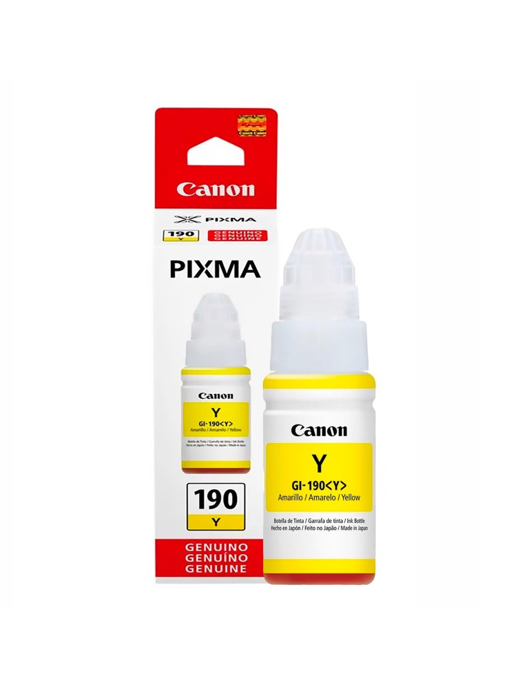 Tinta Canon GI190 Yellow Para Impresoras Canon G1110 GI1100 G2100 G2101 G2110 G2111 G3100 G3101 G3102 G3110 G3111 G4100 G411